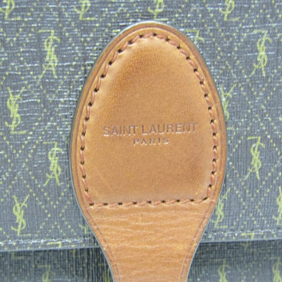 SAINT LAURENT Monogram Leather PVC Shoulder Bag in Dark Brown - Picture 11 of 14